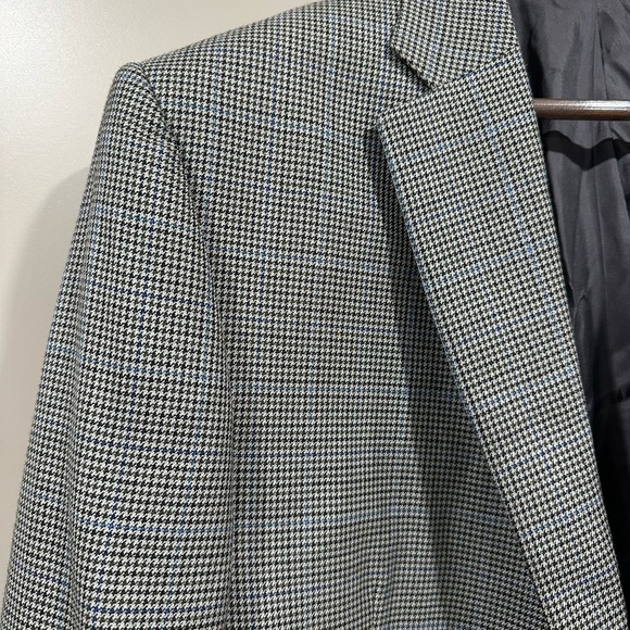 Lauren Ralph Lauren Silk Blazer Jacket Mens 44L Houndstooth Windowpane Gray - Picture 3 of 7